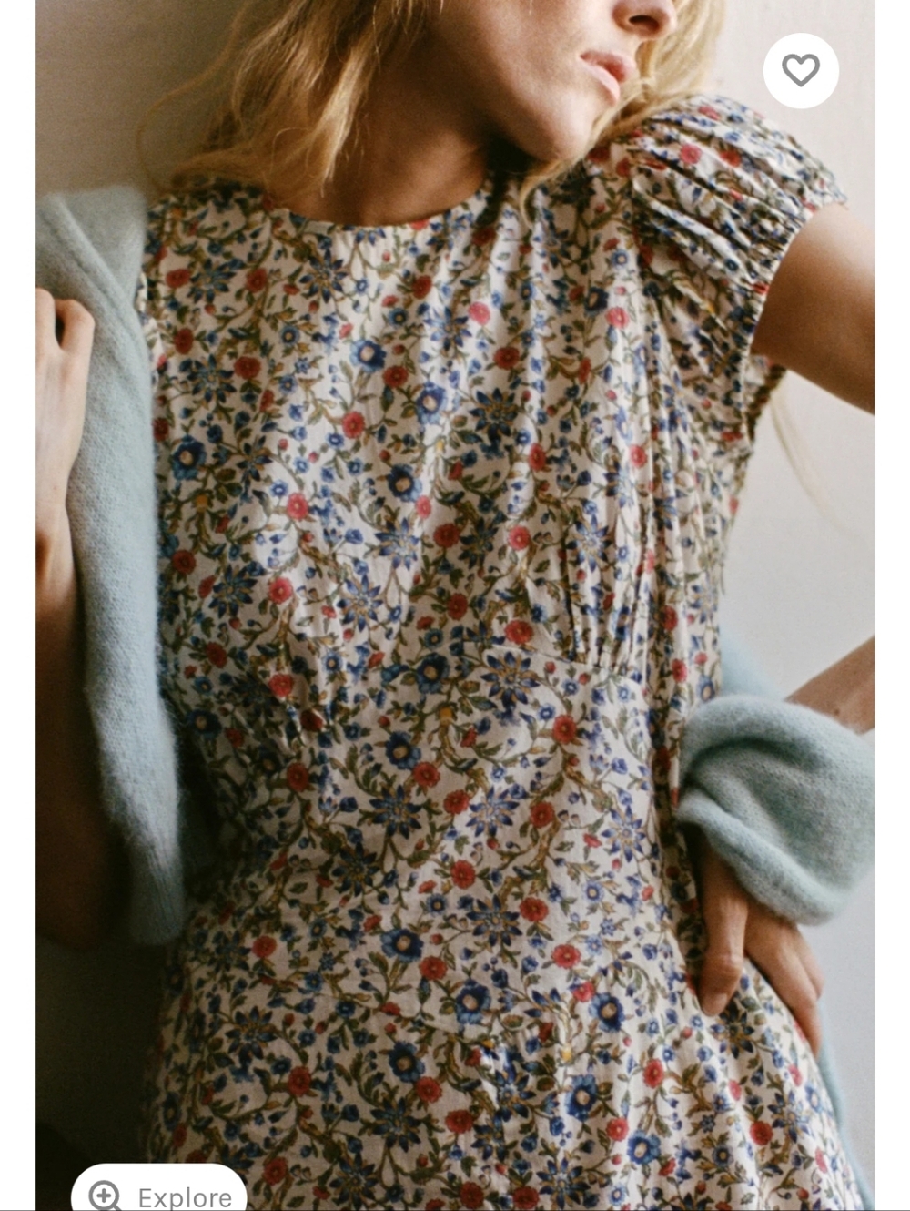 Doen Rhodia Romantic Floral Organic Cotton Midi Dress Size Medium Cottagecore - Picture 4 of 15